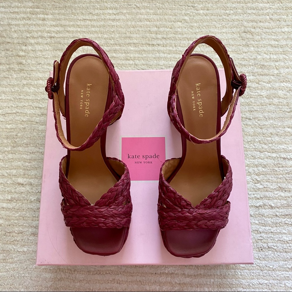 NWT Kate Spade Disco Raffia platform sandals - Picture 2 of 16